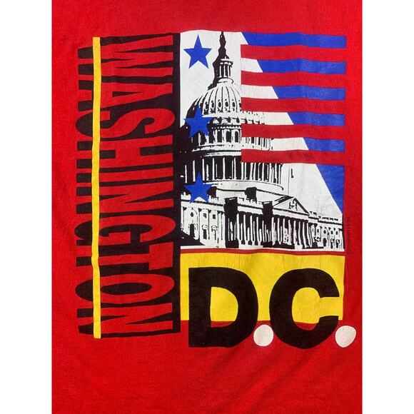 Vintage 90s Men's Large Washington DC Capitol Hill Single-Stitch Red Shirt - Picture 9 of 9